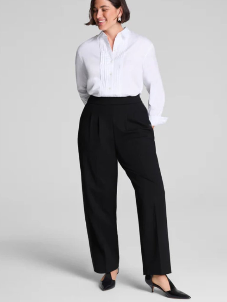 Ponte Pleated Barrel Leg Trouser